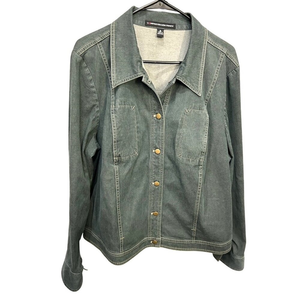 Company Ellen Tracy Womens Denim Jacket Size 18 Blue Button Front